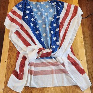 American Flag Crepe Shawl